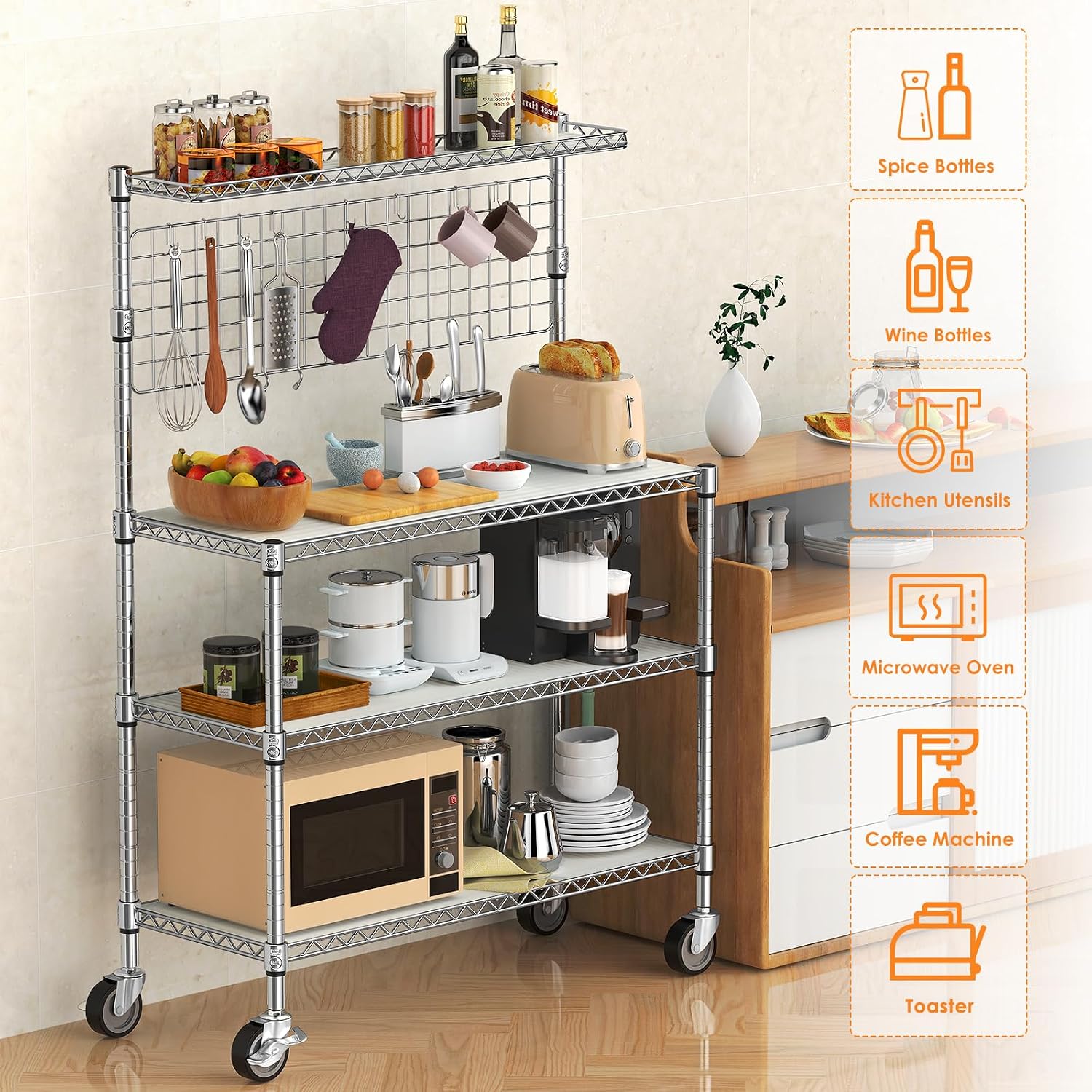 Bakers Rack Display Stand Stor - Commercial Kitchen Microwave 评论和价格