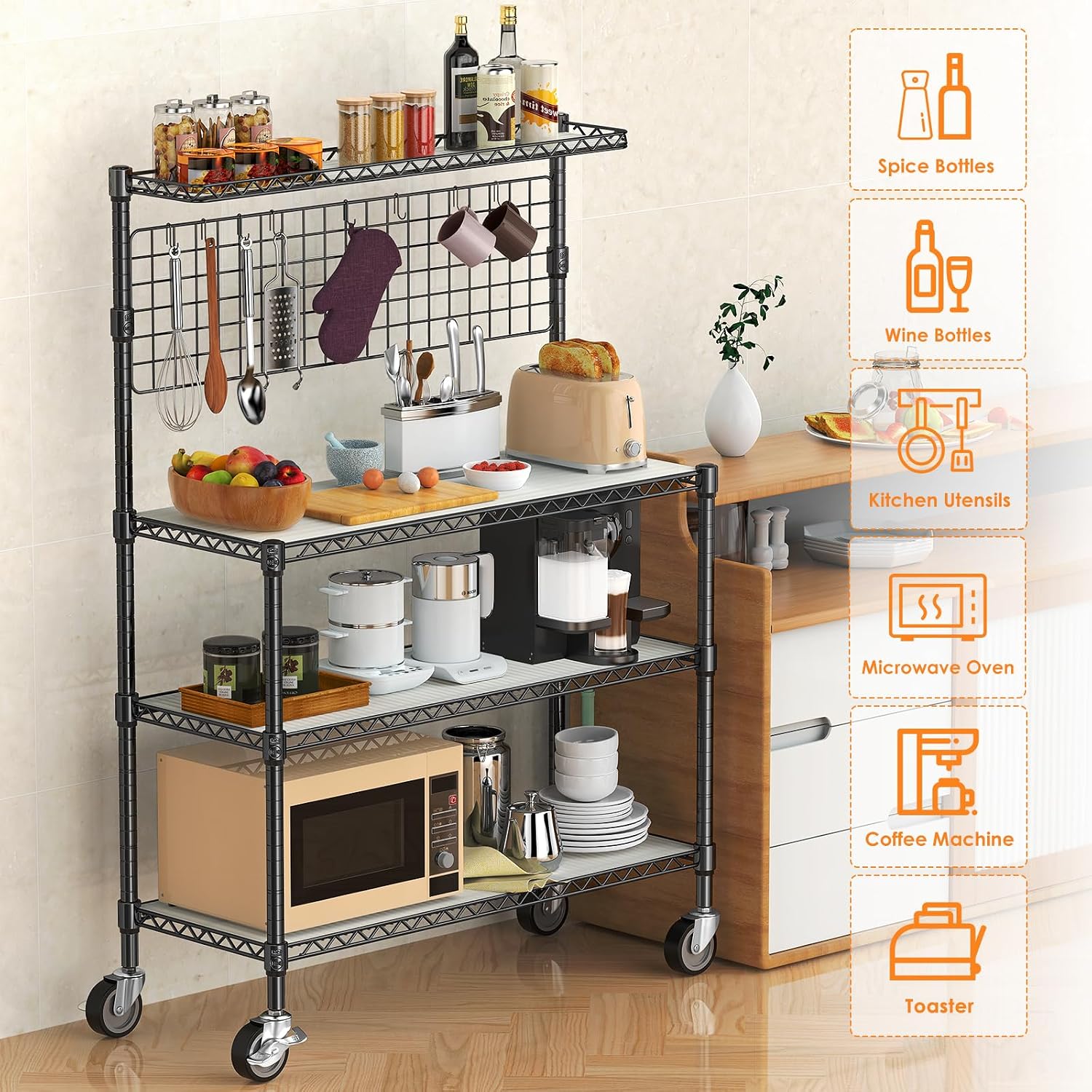 Bakers Rack Display Stand Stor - Commercial Kitchen Microwave 评论和价格