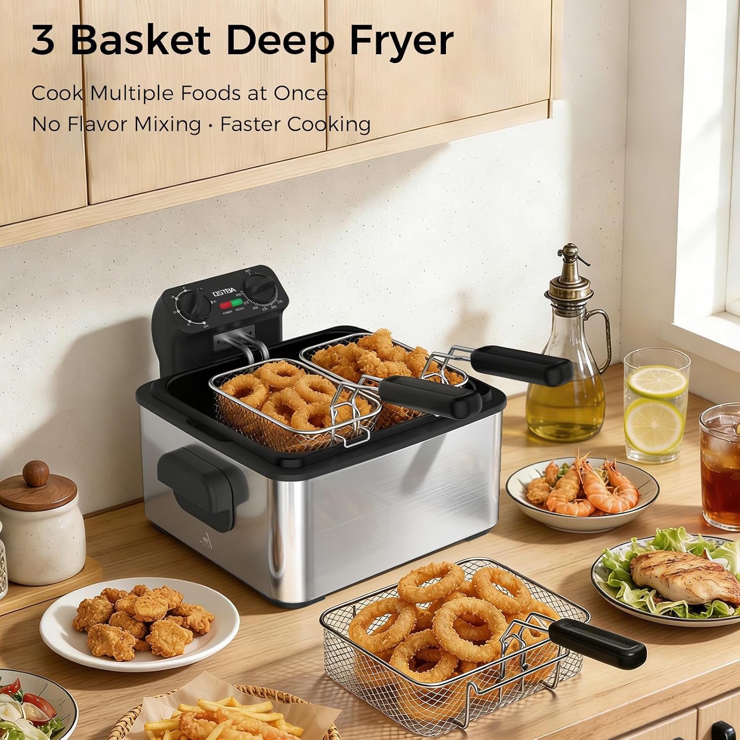 Electric Deep Fryer with 3 Bas - Commercial Kitchen Appliances 评论和价格