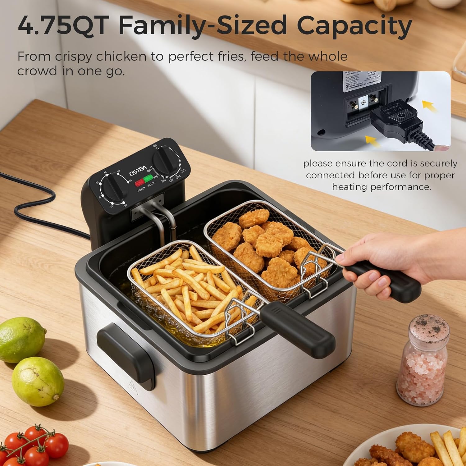 Electric Deep Fryer with 3 Bas - Commercial Kitchen Appliances 评论和价格