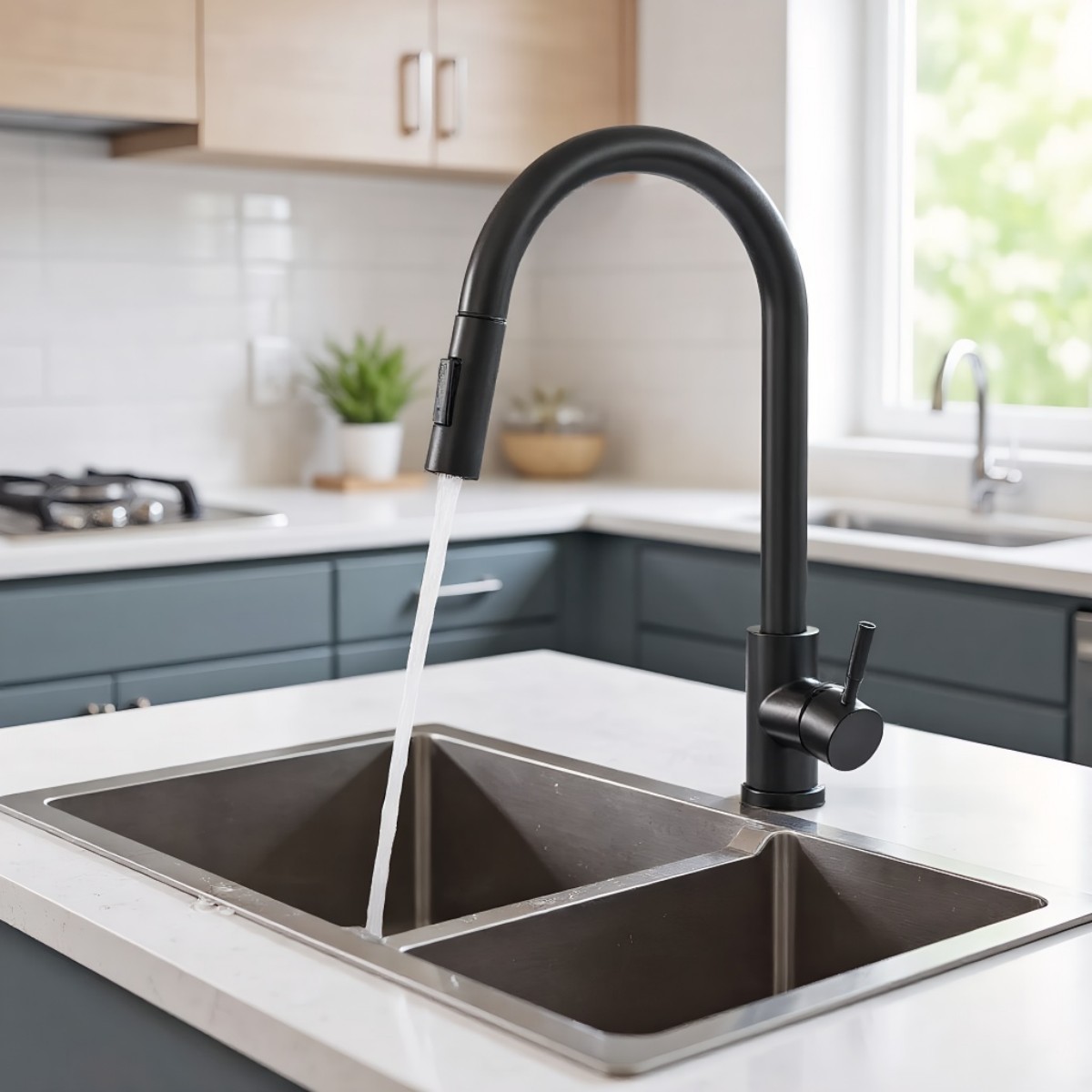 Black Kitchen Faucet Two Funct - Commercial Kitchen Mixer Tap 评论和价格